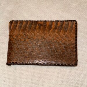 Vintage Handmade Brown Python Snakeskin Bifold Wallet